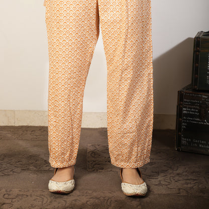 Orange Cotton Co-ord set with Mirrorwork