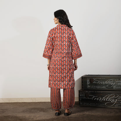 Maroon Cotton Printed Co-ord set