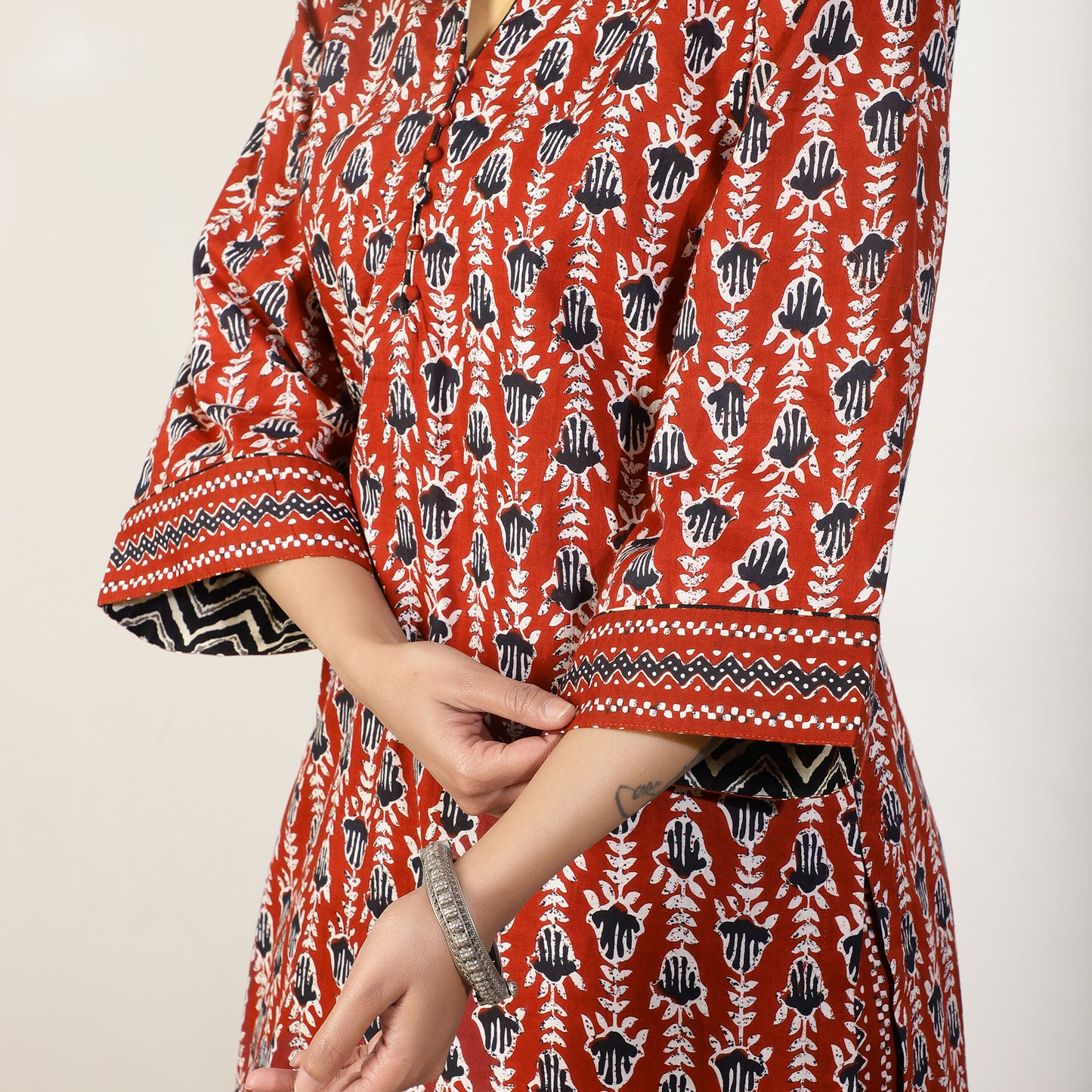 Maroon Cotton Printed Co-ord set