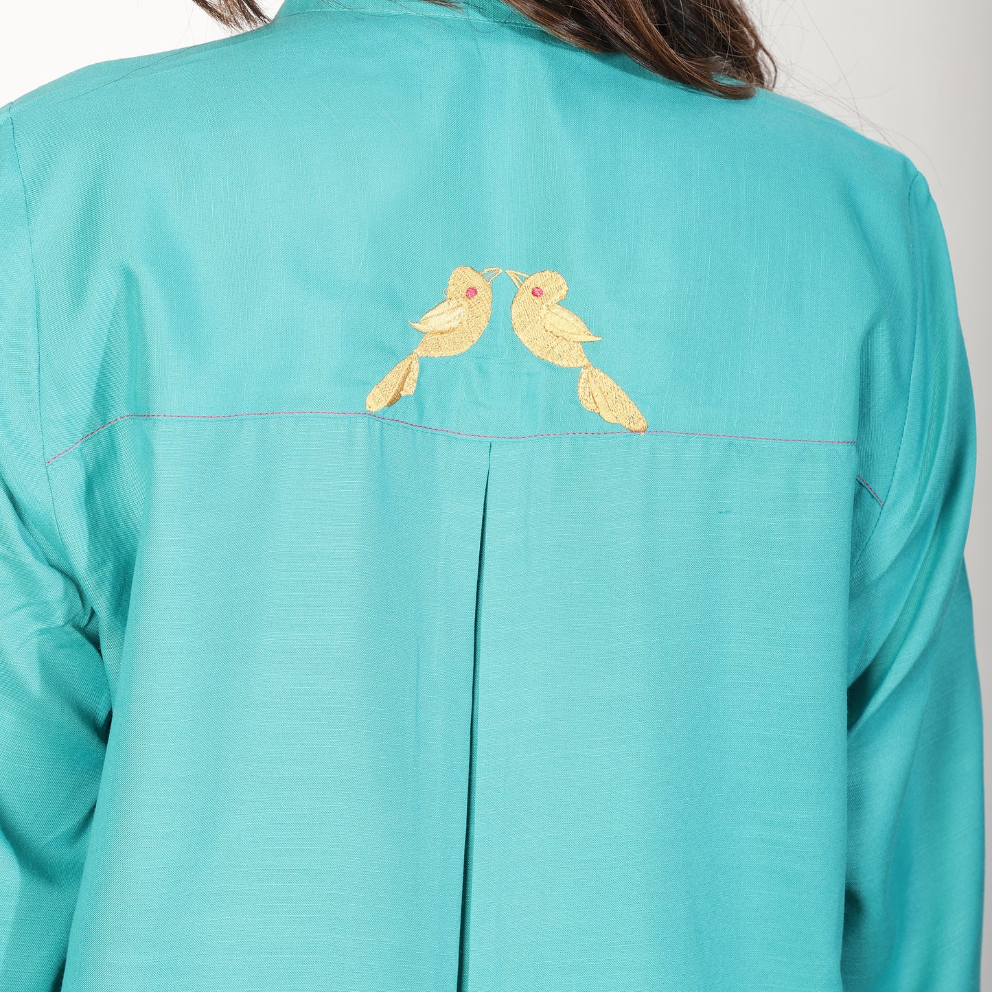 Teal Kurta Set with Embroidered pockets