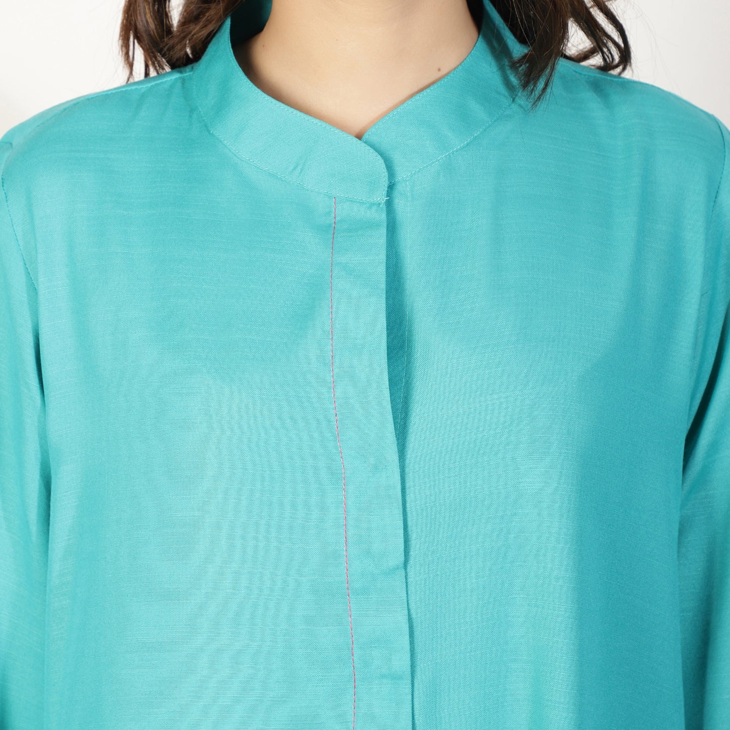 Teal Kurta Set with Embroidered pockets