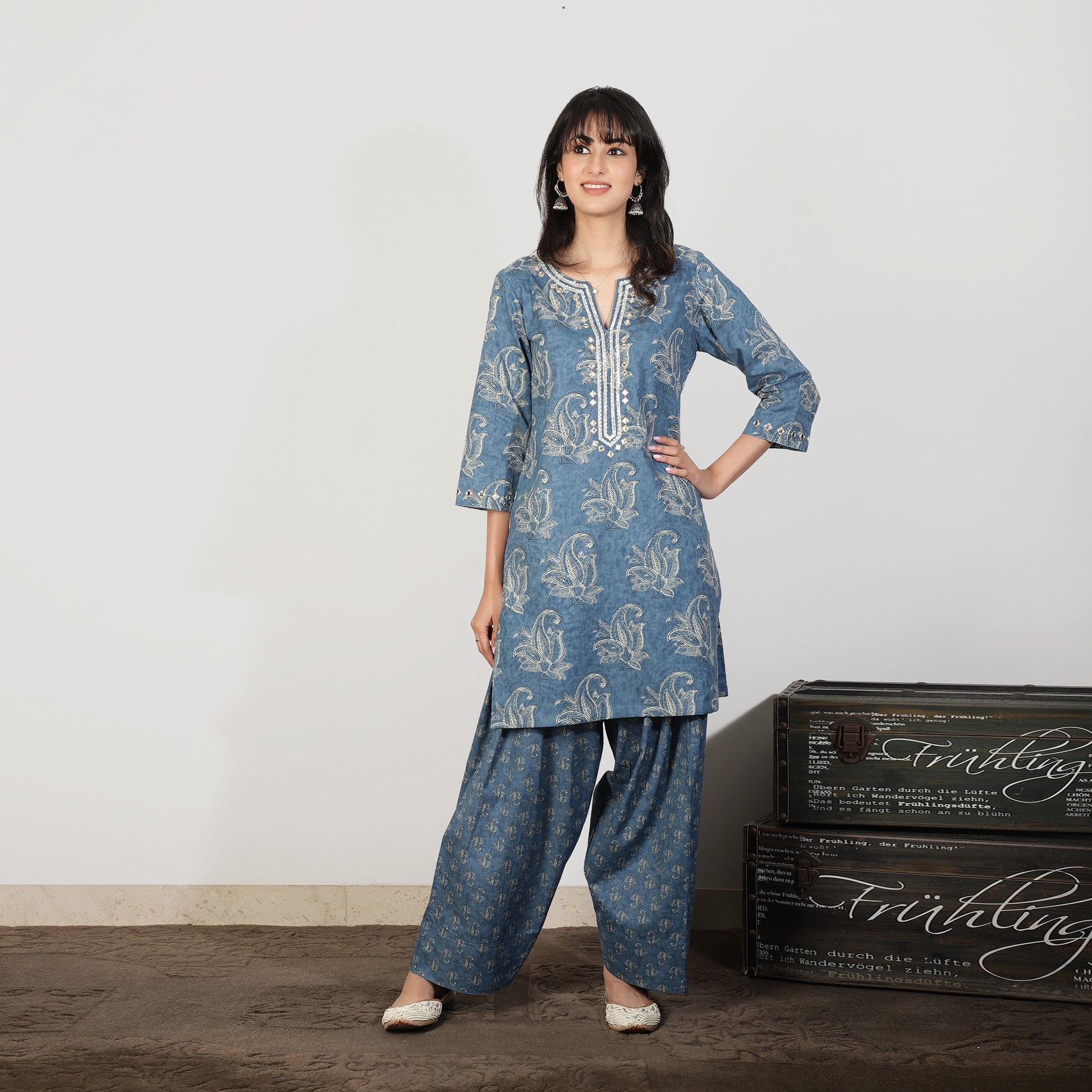 Blue kurta with mirrorwork and gotawork - Spring Soul