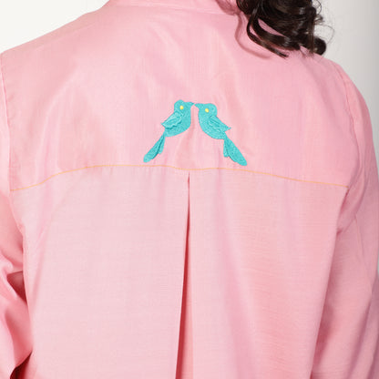 Pink Kurta Set with Embroidered pockets