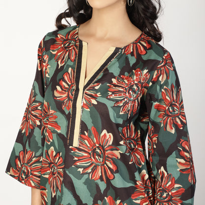 Multicoloured Cotton kurta with Sequin Details