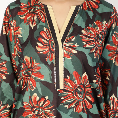 Multicoloured Cotton kurta with Sequin Details