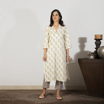 Cream kurta with sequin details - Spring Soul