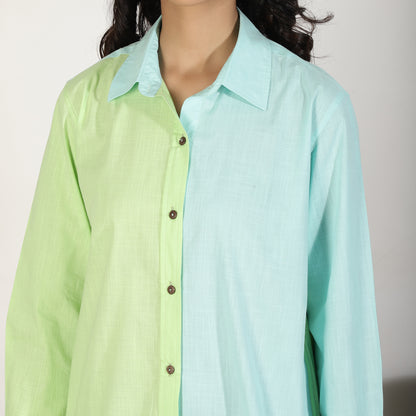 Pastel Colorblocked Cotton Slub Shirt