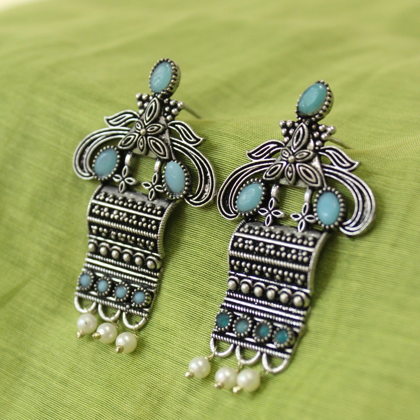 Teal Stone Tribal Drops