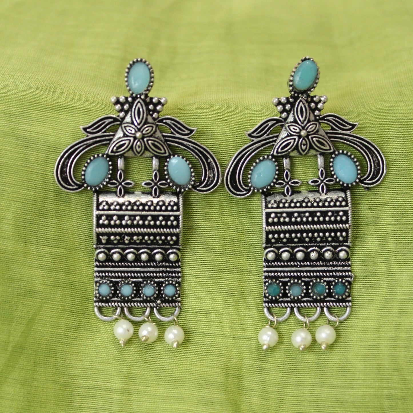 Teal Stone Tribal Drops
