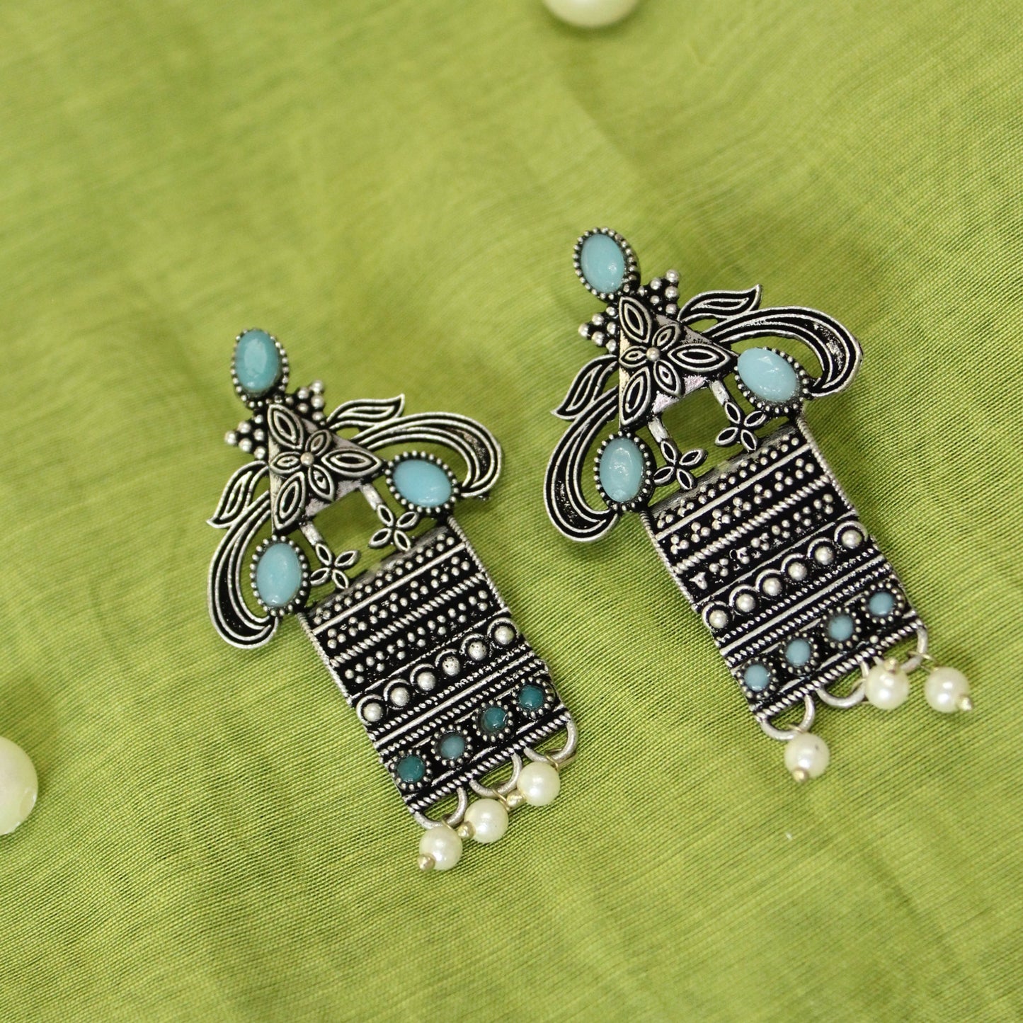 Teal Stone Tribal Drops