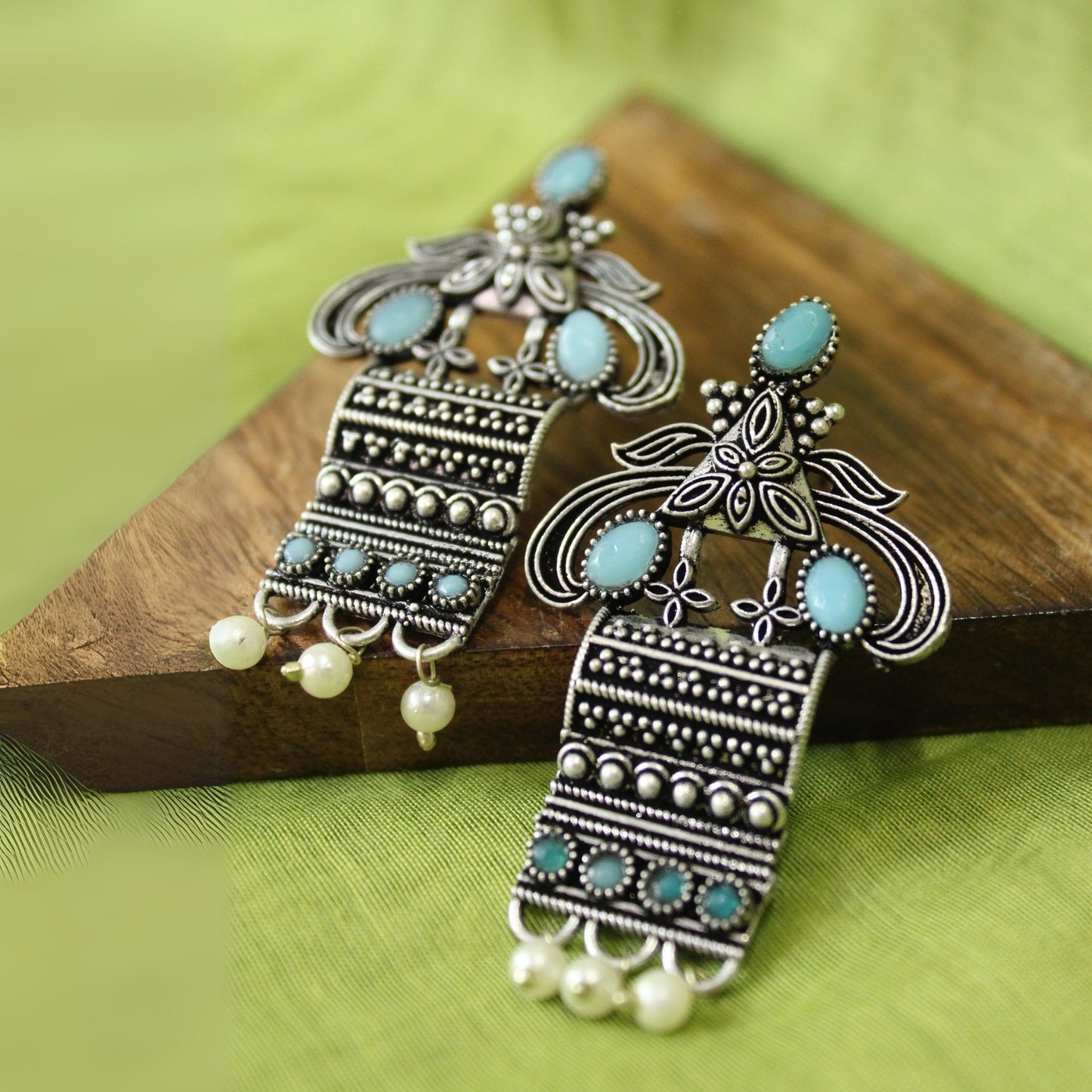 Teal Stone Tribal Drops