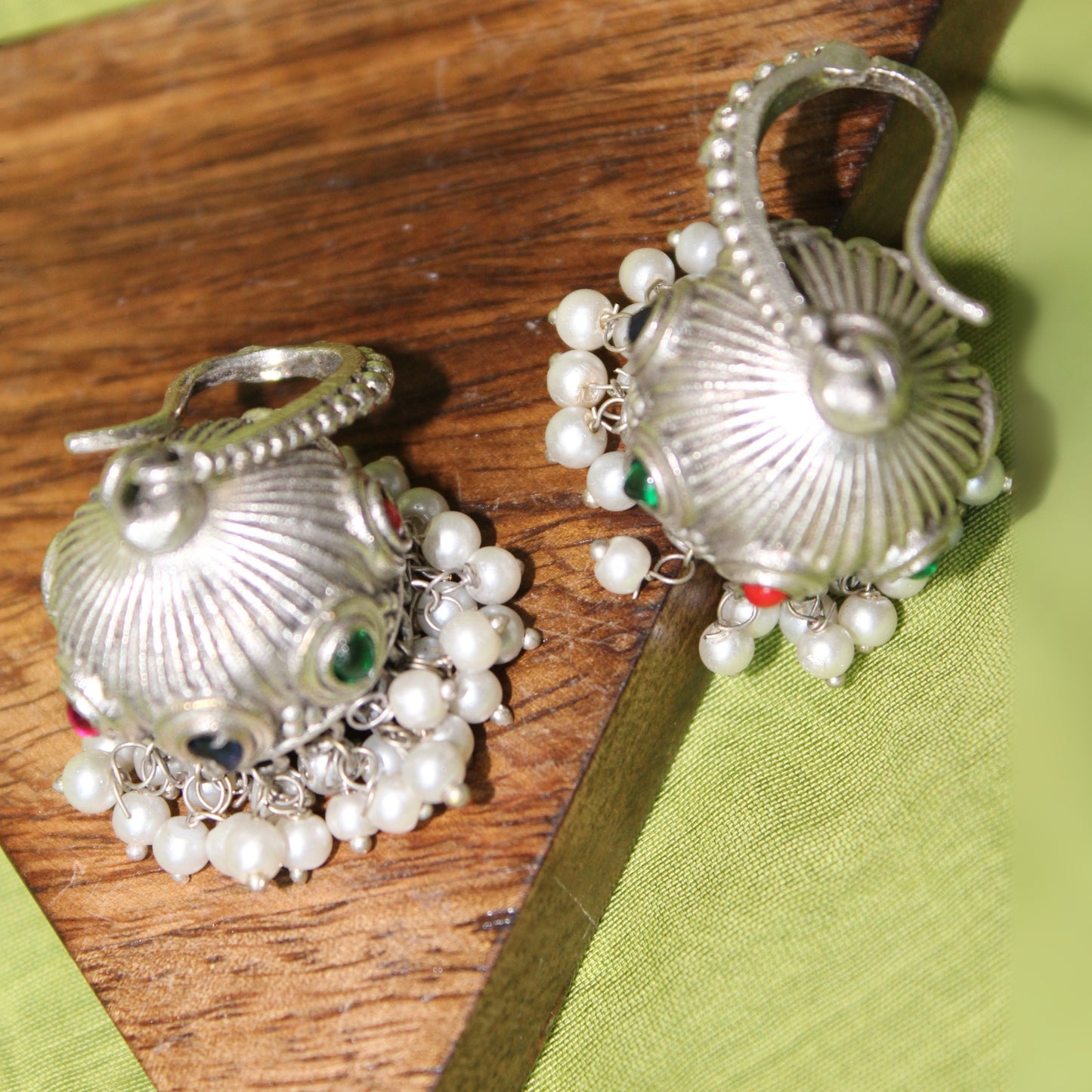 Colorful Stone Jhumka with Pearls