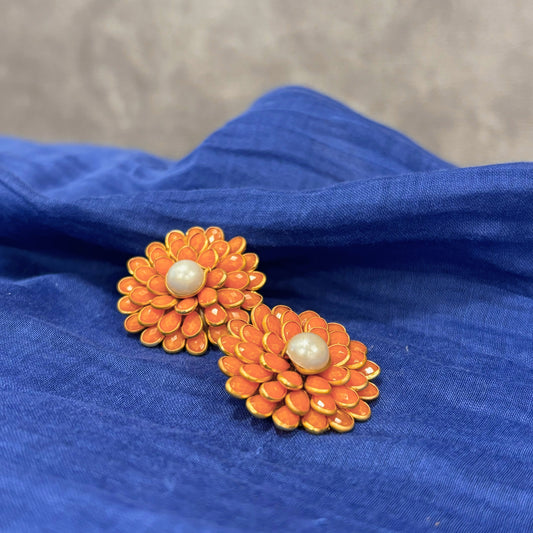 Orange Bloom Studs
