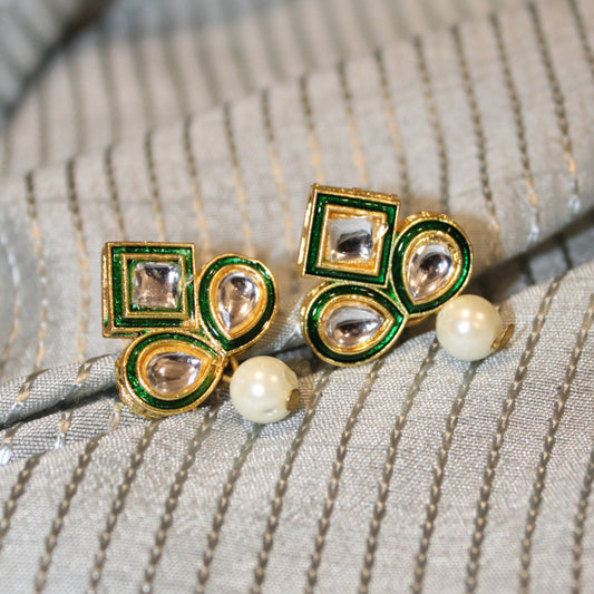 Pearl Meenakari Studs
