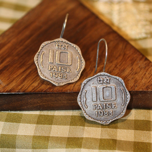 Silver coin earrings