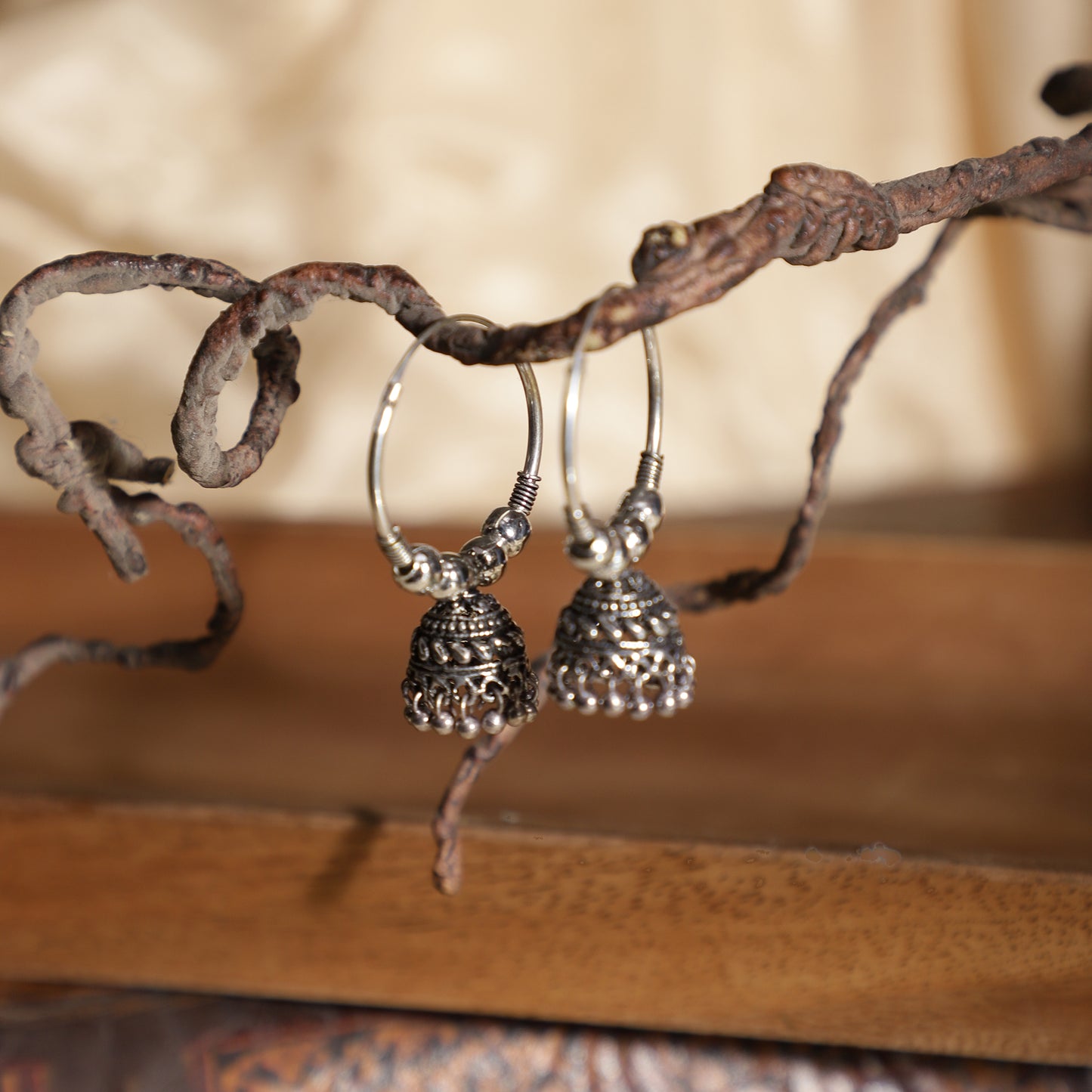 Oxidized Jhumka Hoop Earrings