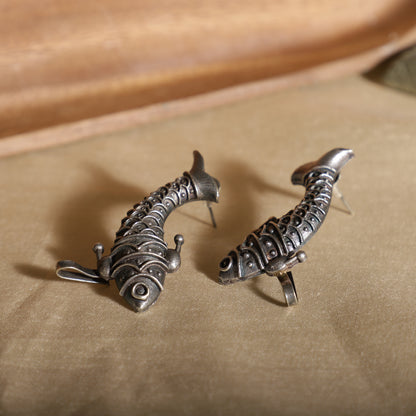 Fish oxidised earcuffs