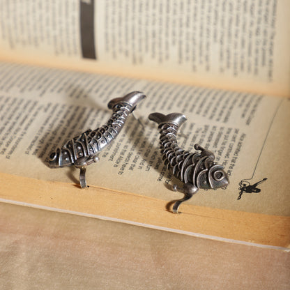 Fish oxidised earcuffs