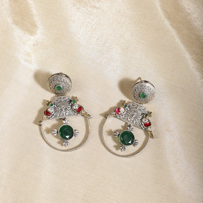 Peacock hoop earrings
