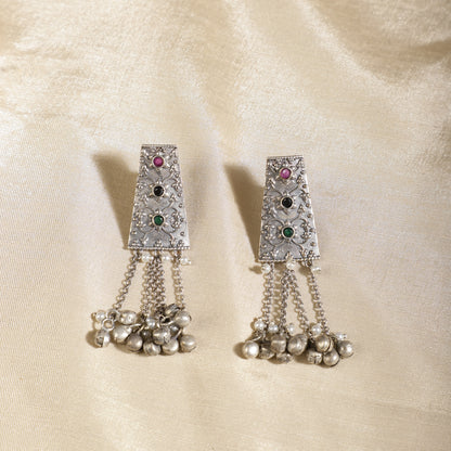 Silver ghungroo earrings