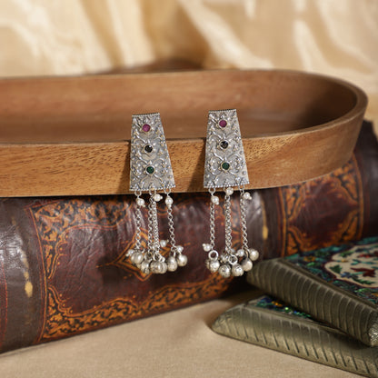 Silver ghungroo earrings