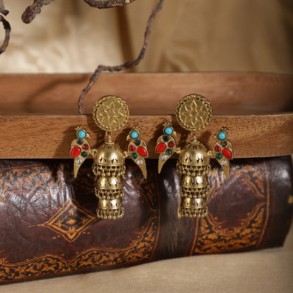 Traditional Meenakari Bird Jhumka