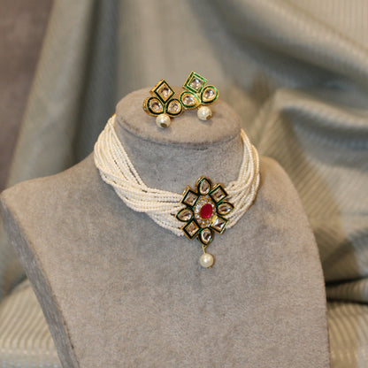 Pearl Choker Necklace Set