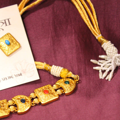 Multi-Gemstone Gold Choker