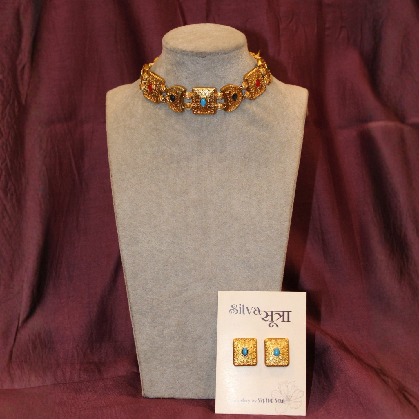 Multi-Gemstone Gold Choker