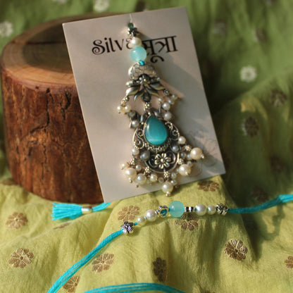 Antique Silver Rakhi  Set of 2