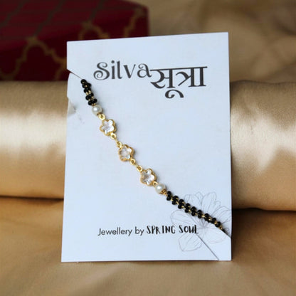 Black bead floral bracelet rakhi
