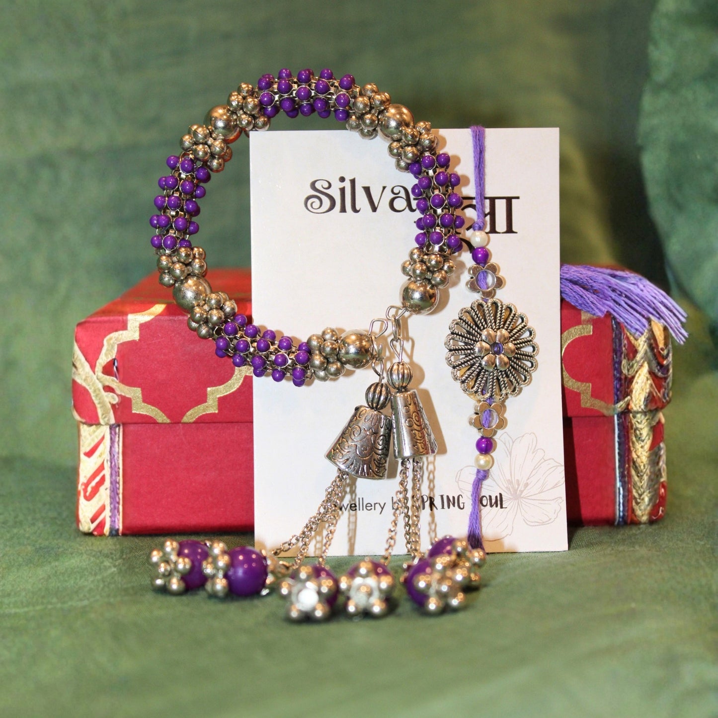 Lavender charm rakhi set of 2