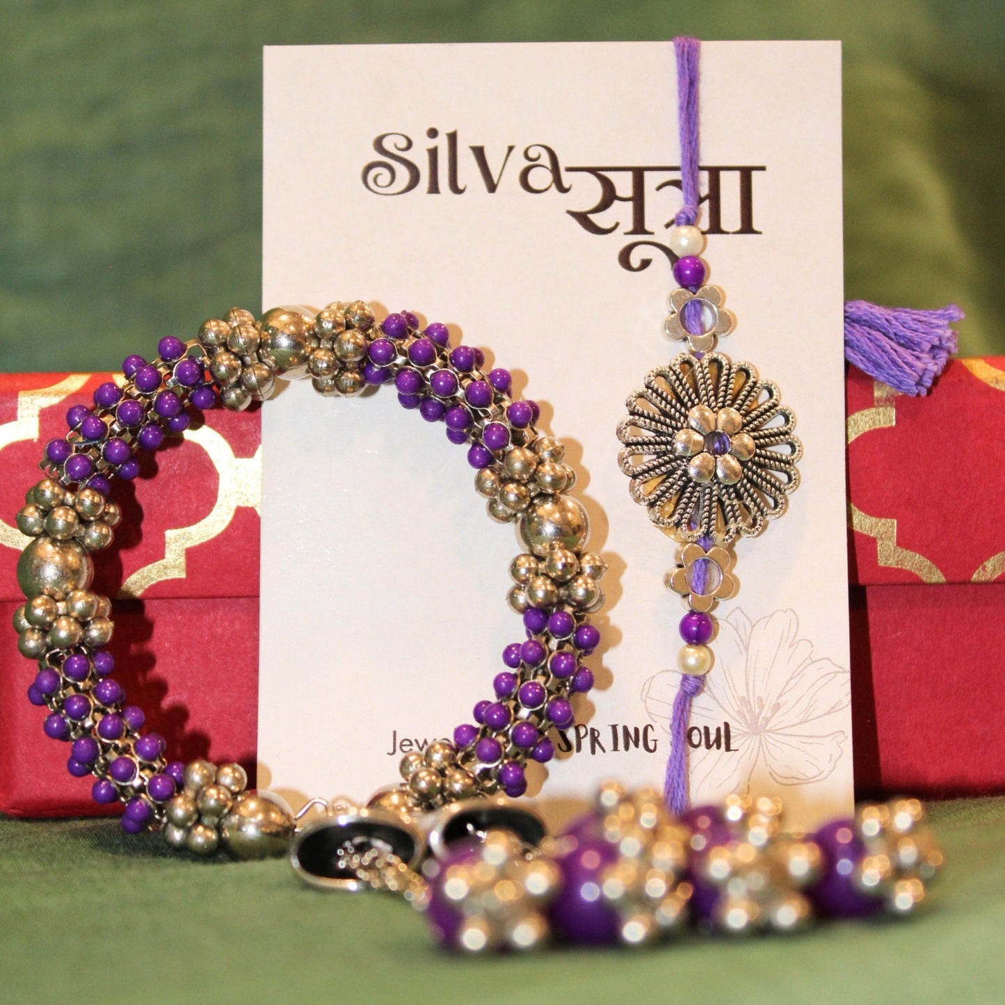 Lavender charm rakhi set of 2