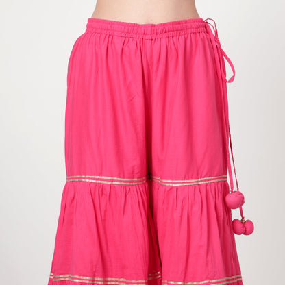 Fushia Pink Cotton Sharara