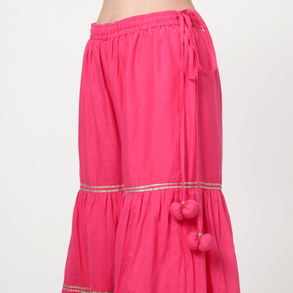 Fushia Pink Cotton Sharara