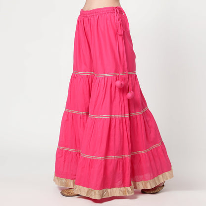 Fushia Pink Cotton Sharara