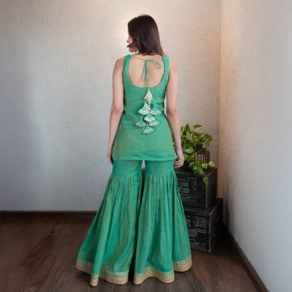 Green Tissue Chanderi Sharara Set