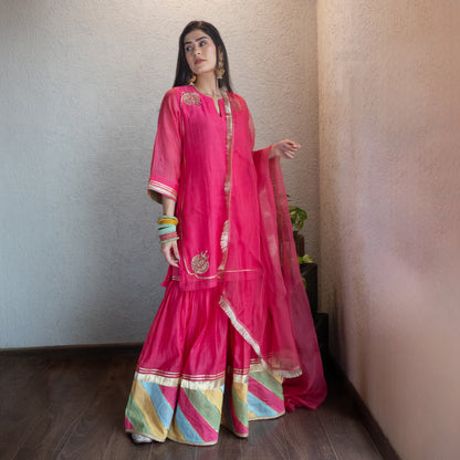 Pink Chanderi Sharara Set with Dupatta