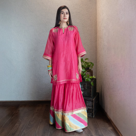 Pink Chanderi Sharara Set