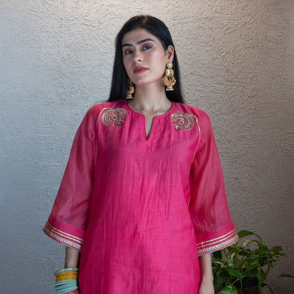 Pink Chanderi Sharara Set with Dupatta
