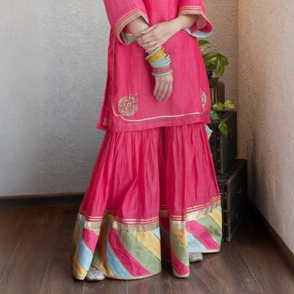 Pink Chanderi Sharara Set with Dupatta