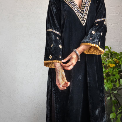 Black Velvet hand embroidered kurta