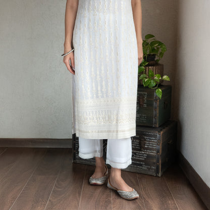 Off white embroidered Kurta set