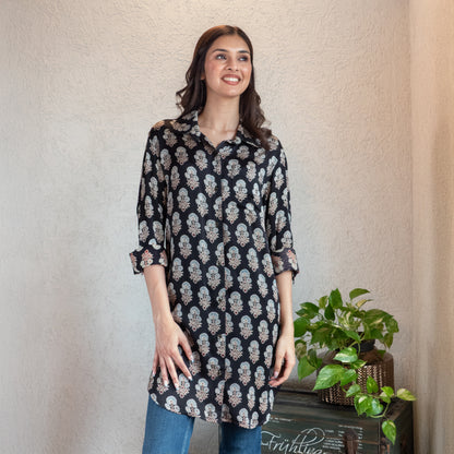 Black Ajrakh printed shirt