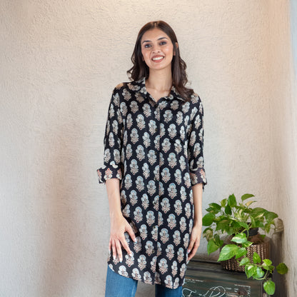 Black Ajrakh printed shirt