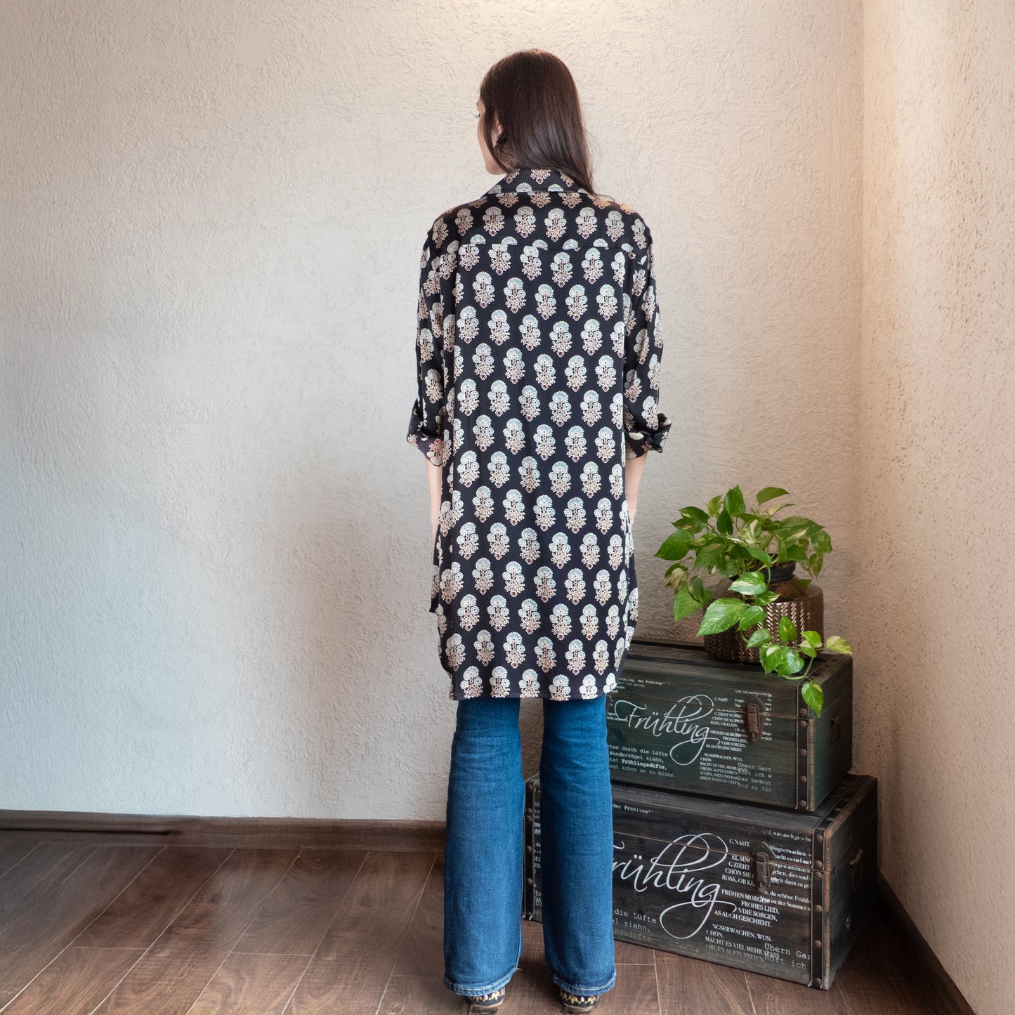 Black Ajrakh printed shirt