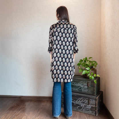 Black Ajrakh printed shirt
