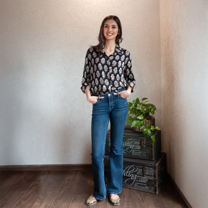 Black Ajrakh printed shirt