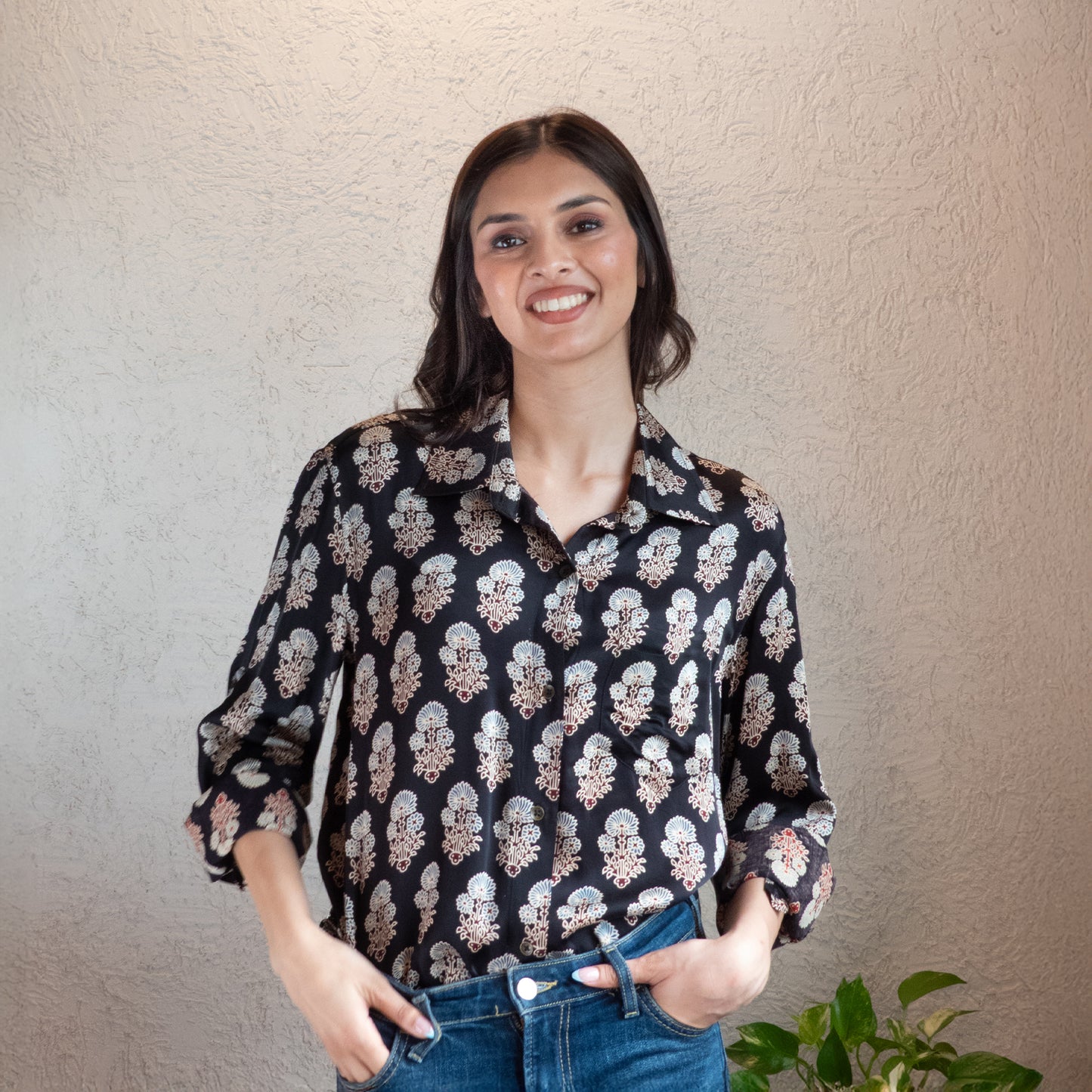 Black Ajrakh printed shirt