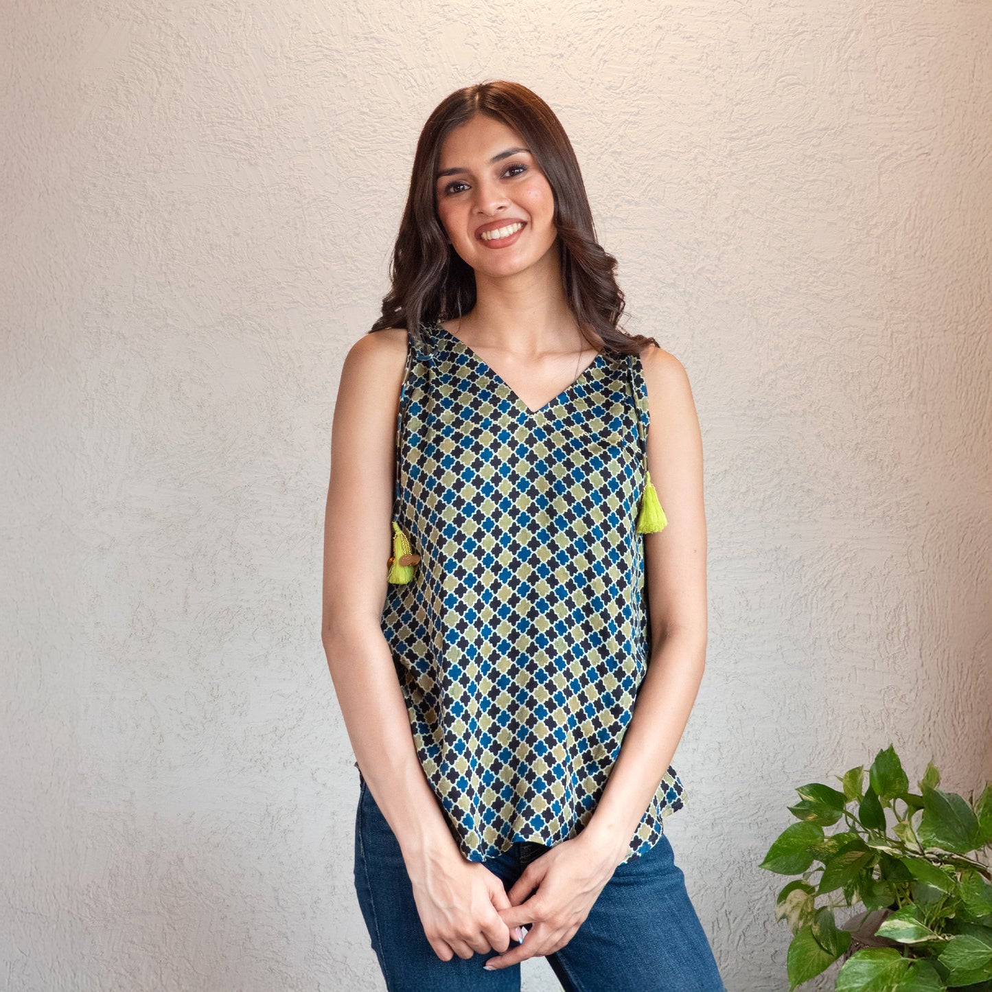 Modal Printed Tie-up Top